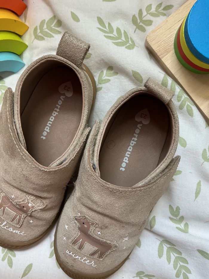 chaussons antidérapants doré taille 23 vertbaudet - photo numéro 3