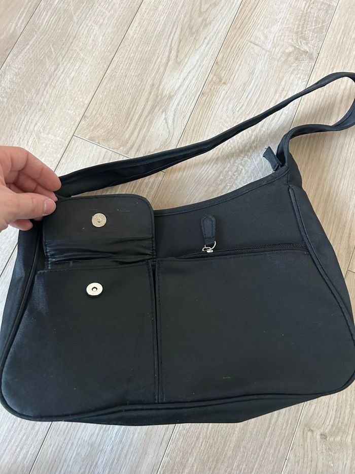 Sac bandoulière noir en tissu 30x20 - photo numéro 2