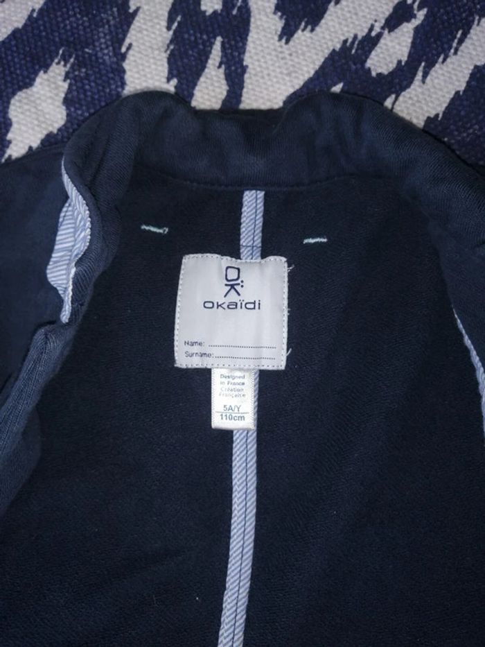 Blazer, veste costume, sweat, bleu marine, Okaidi, 5ans 110cm - photo numéro 5