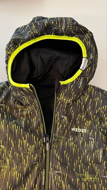 Veste de ski Wedze 8/10 ans réversible noire/ jaune fluo