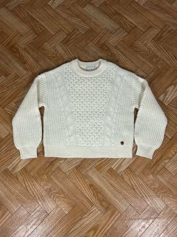 Pull en tricot crème C&A Premium - 11 ans (146 cm) - Finitions roulées