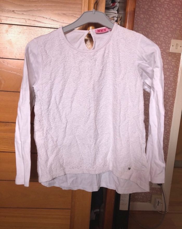 Tee shirt blanc à manches longues, taille 10 ans, marque Nky.