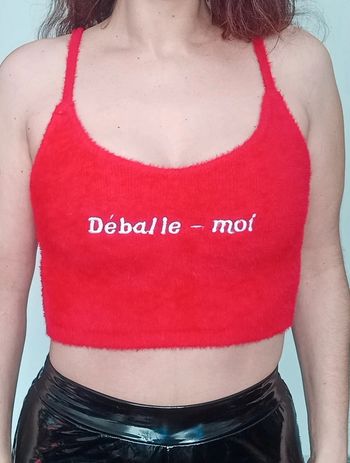 Top crop doux pilou pilou à texte Undiz taille 38