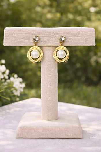 Top Bijou femme Boucles d’oreilles dorées perle nacrée & strass – élégantes  neuves vendues avec pochon