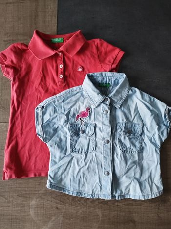 Lot polo rouge + crop top motif flamant rose