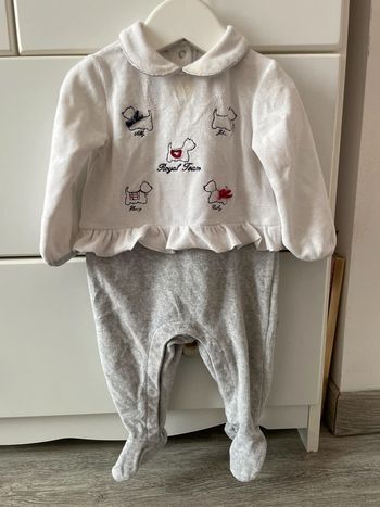 Grenouillère pyjama bébé fille blanc gris 6 9 mois