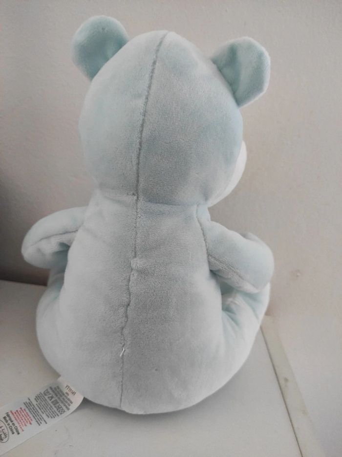 Doudou peluche nounours Hippopotame Bleu Blanc Tom et Kiddy - photo numéro 2