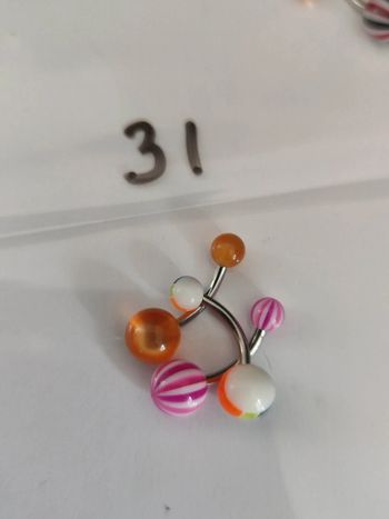 lot de 3 piercings nombril acier chirurgical et acrylique