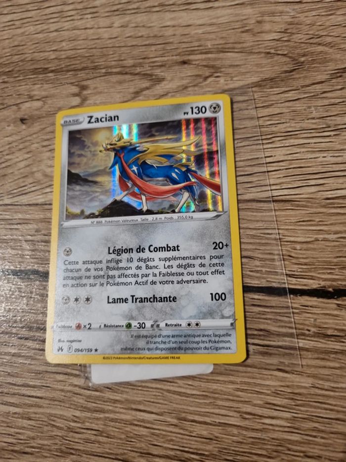 Carte pokémon zacian holo 094/159 année 2023 - photo numéro 2