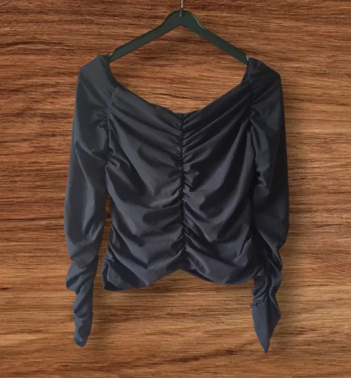 Top noir chic froncé - Marque M@SS