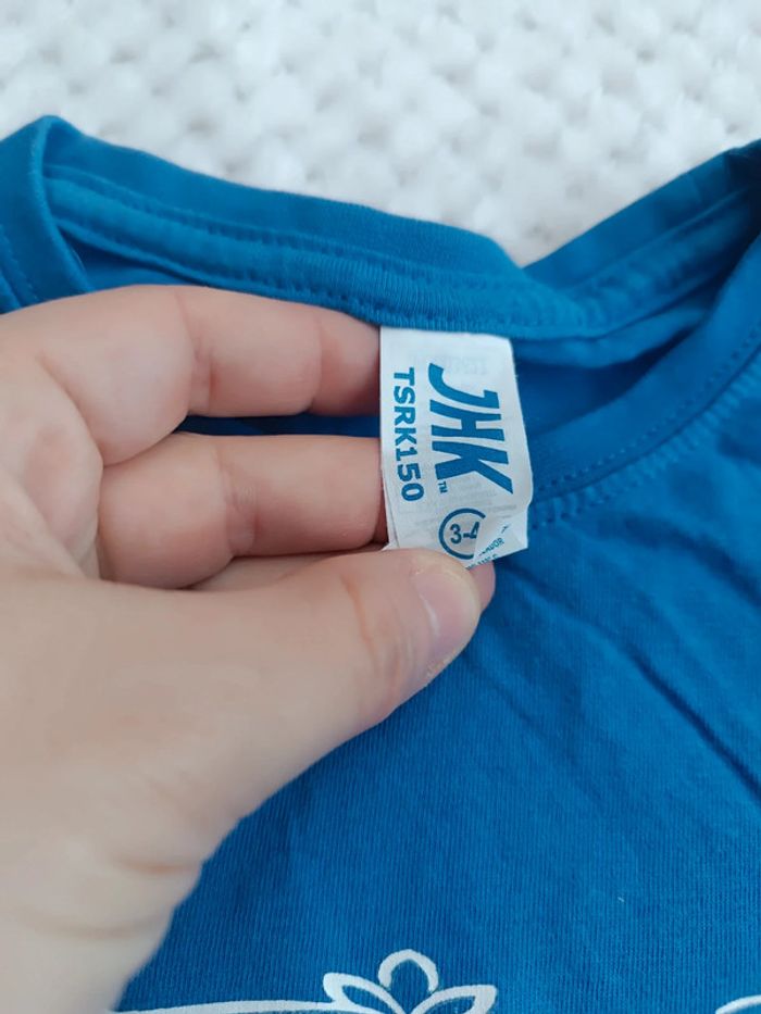🔸 Tee-shirt bleu humoristique 3 / 4 ans – JHK 🔸 - photo numéro 3
