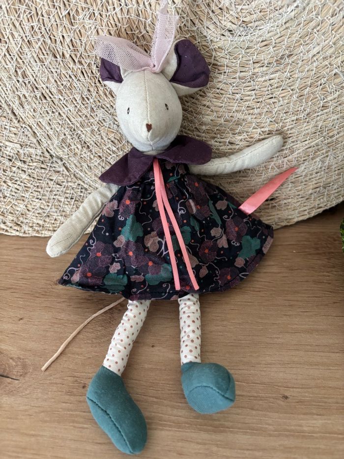 Doudou souris robe fleurs il était une fois moulin roty - photo numéro 2