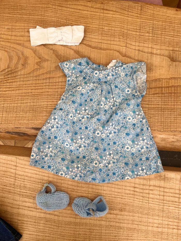 Lot vêtements été 3 mois robes chaussettes chaussons bandeau petit bateau Jacadi Liberty - photo numéro 2