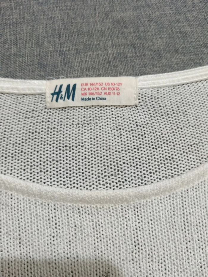 C55 pull blanc H&M 10-12 ans - photo numéro 3