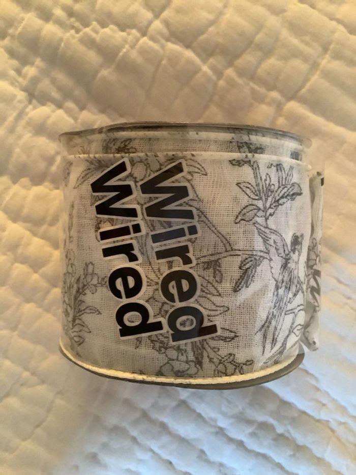 Ruban large en coton imprimé type Jouy, neuf