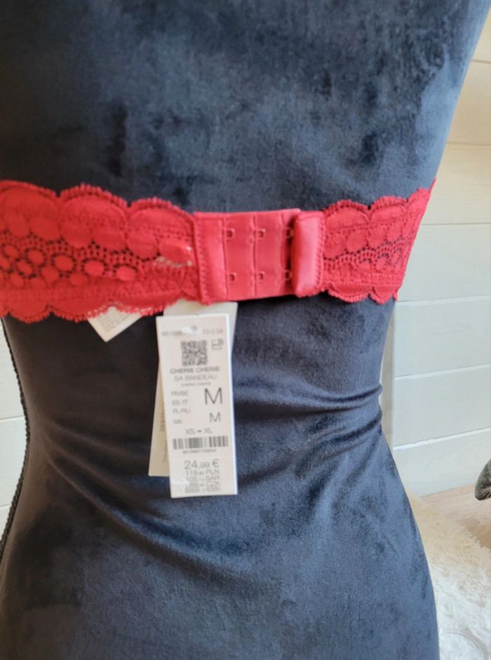 Soutien-gorge Bandeau dentelle rouge Etam - photo numéro 5
