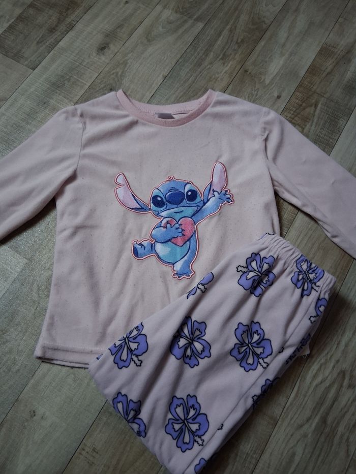 Pyjama fille en velours rose clair stitch 5-6 ans - photo numéro 1