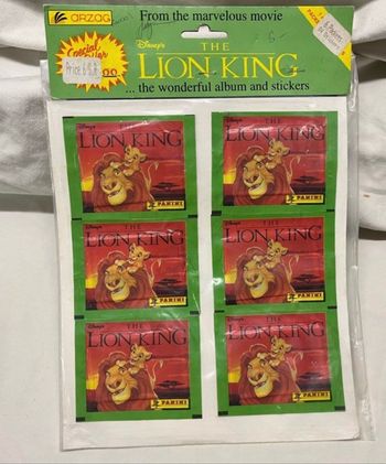 Planche de 6 sachets de stickers Panini LE ROI LION 🦁 1994 vintage