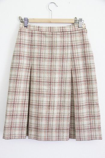 Vintage soviétique 70's jupe en laine beige à carreaux
