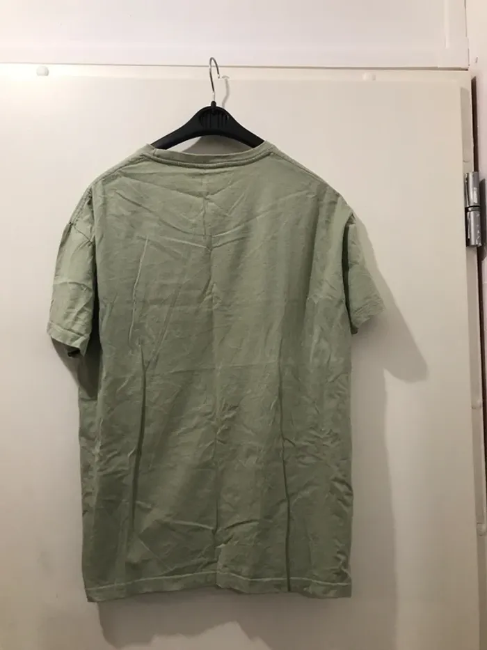 T-shirt fleur imprimer kaki manches courte taille M - photo numéro 2