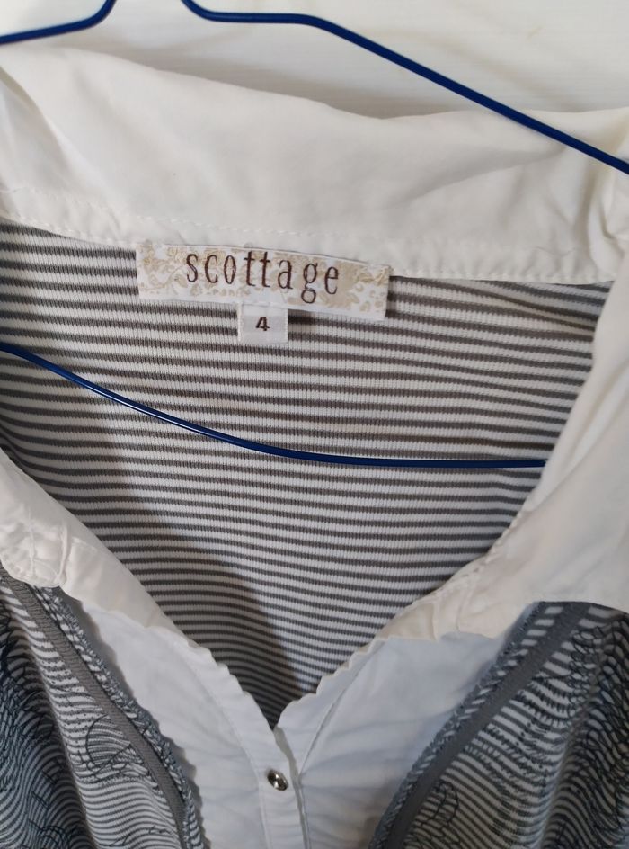 T-shirt rayé blanc et gris scottage - photo numéro 2