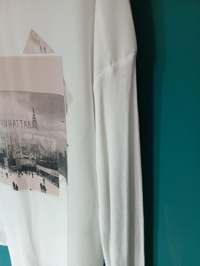 Tee shirt bi matière avec imprimé devant - photo numéro 4