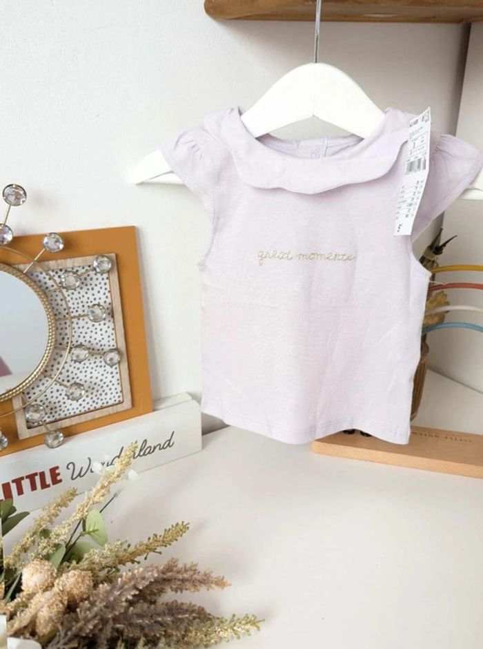 T-shirt col claudine Kiabi lilas 3mois