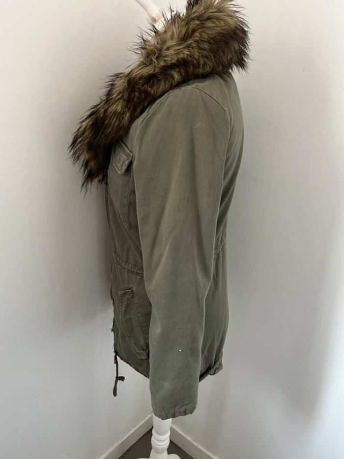 Veste parka kaki fausse fourrure H&M XS - photo numéro 2