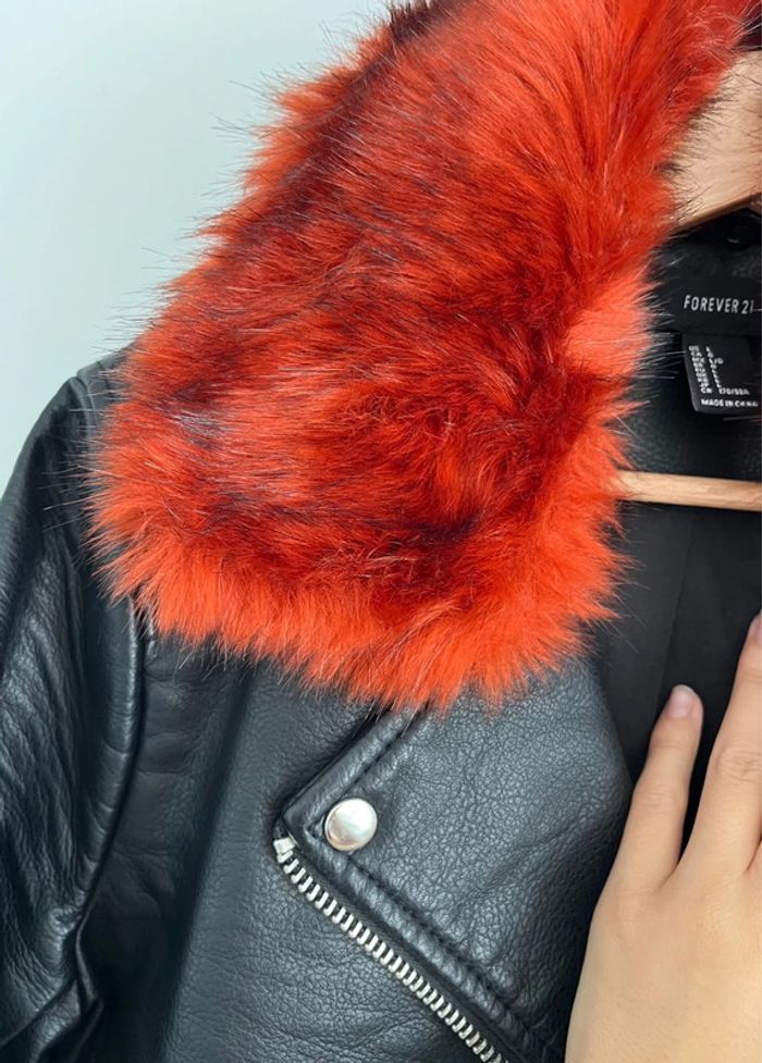Perfecto en similicuir noir avec fourrure amovible Forever 21 - photo numéro 3