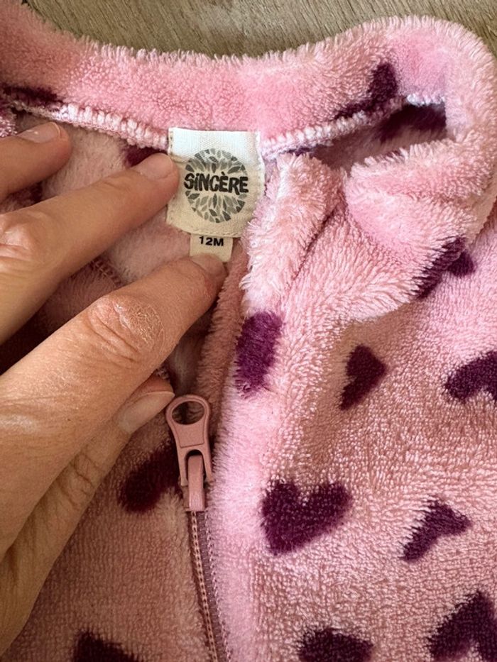 Veste Combi rose avec cœurs violets 12 mois sincère - photo numéro 2