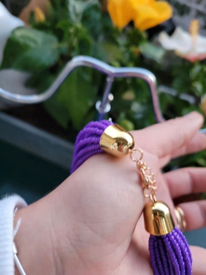 Collier multirangs vintage violet - photo numéro 4