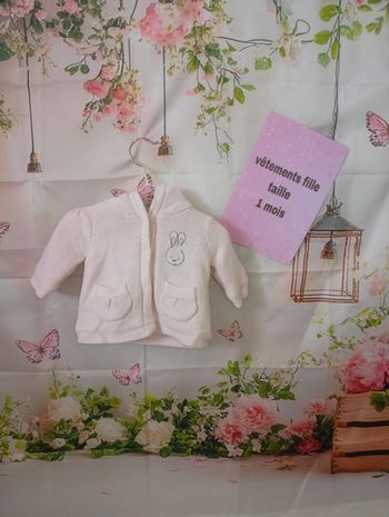 Gilet epai fille Kimbaloo rose taille 1 mois / 56 cm