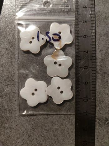 lot de 5 boutons en nacre / blanc / env 1.5 cm