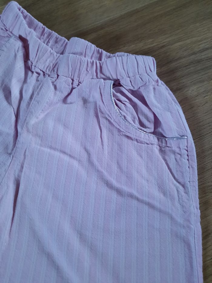 Pantalon/bas de pyjama fille rayé rose et blanc TAO 4 ans - photo numéro 2