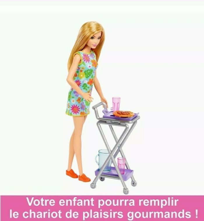BARBIE COFFRET CUISINE AVEC GARDE MANGER ET ACCESSOIRES POUPEE INCLUSE - photo numéro 4