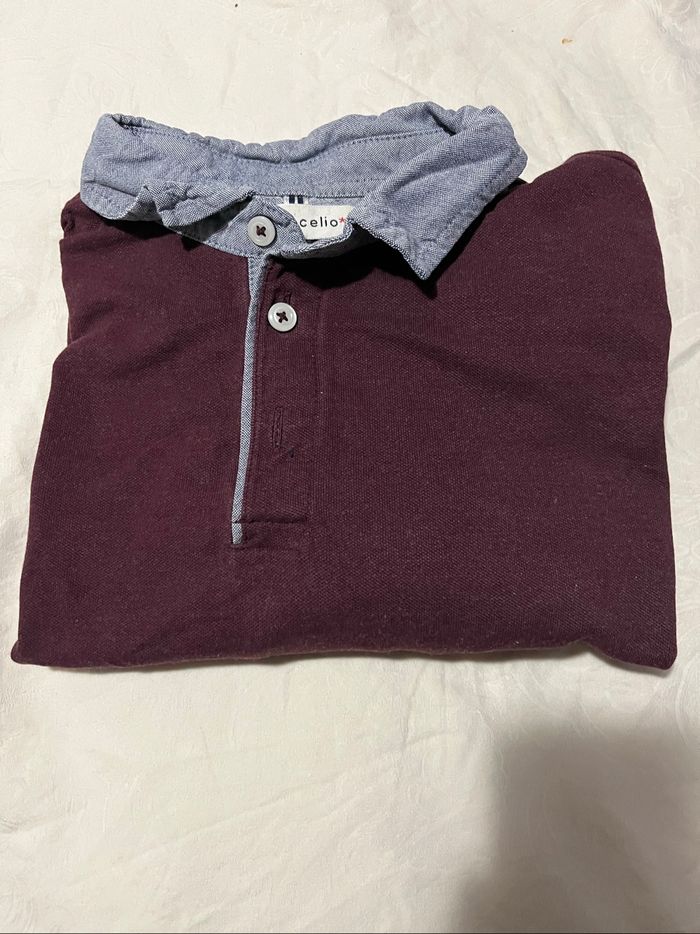 Polo Celio violet aubergine manches longues - photo numéro 4