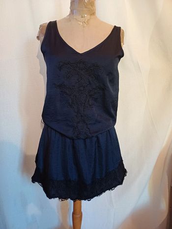 Robe marine perlée et dentelle promod femme taille 36