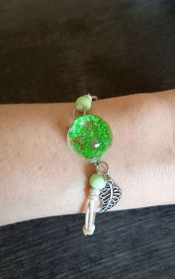 Bracelet fleurs séchées vert