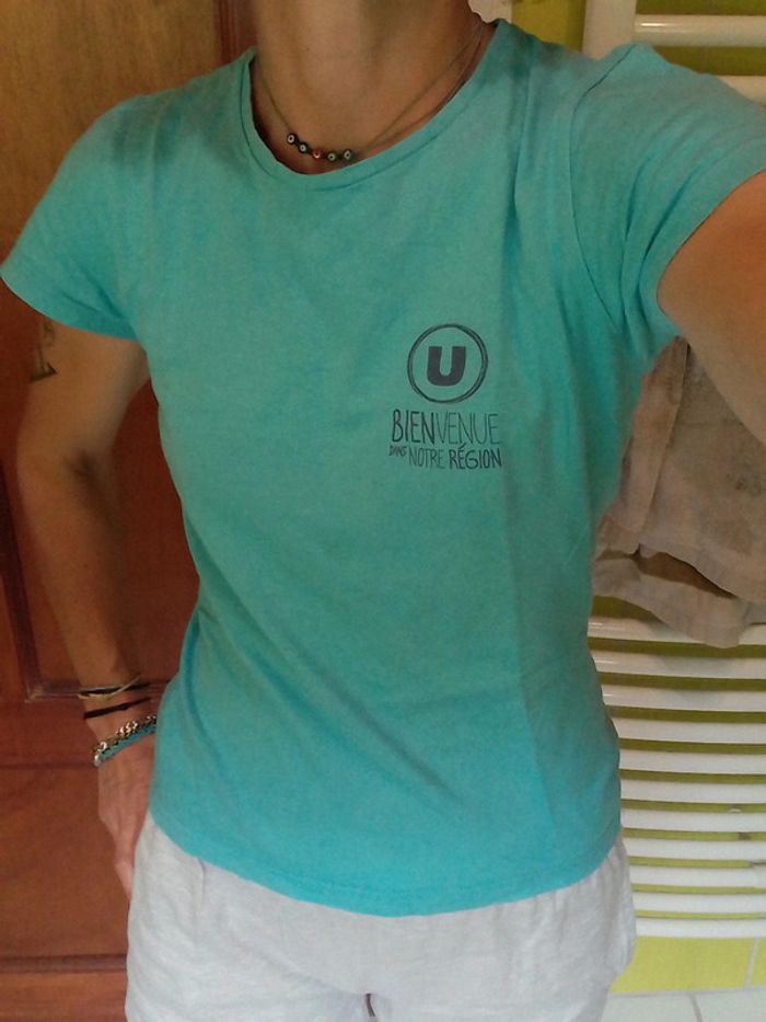 T-shirt femme bleu ciel Super U - photo numéro 2
