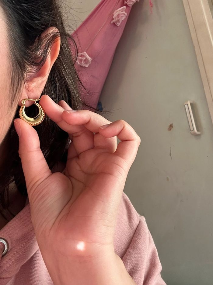Boucles d’oreilles texturé en acier inoxydable - photo numéro 2