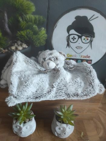 Ours Gris Chiné BN051 Flocon Baby Nat' plat mouchoir  Bonnet  #geektradedoudou