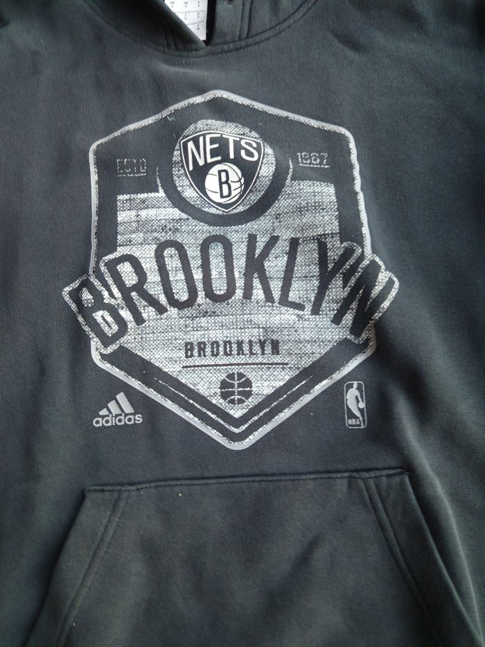 Pull Sweat Gris Noir à capuche Basket Adidas S - photo numéro 5