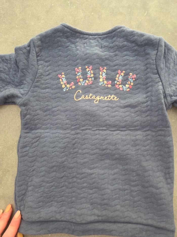 Cardigan veste a pression fille bleu lulu Castagnette T3ans bon état - photo numéro 4