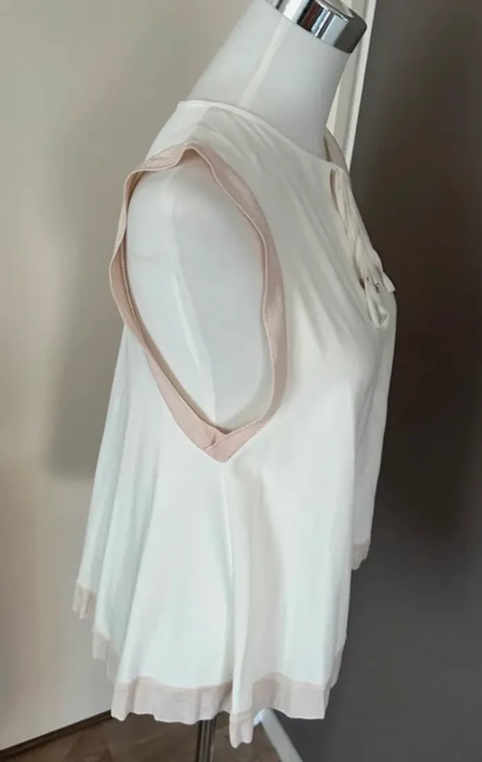 Zara, blouse top haut débardeur,  Coloris écru crème beige  femme, taille M/38 - photo numéro 3