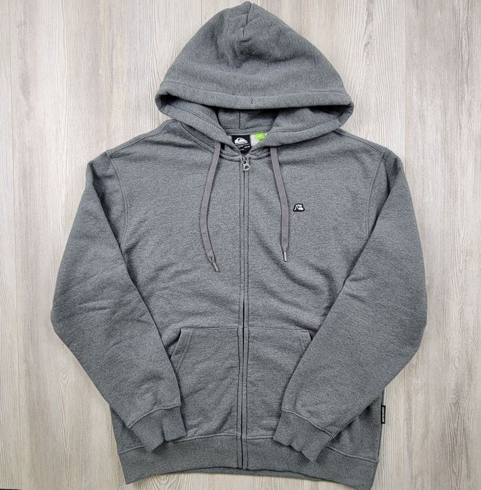 Sweat à capuche Quiksilver gris épais – Zippé – Taille S (taille grand) - photo numéro 3