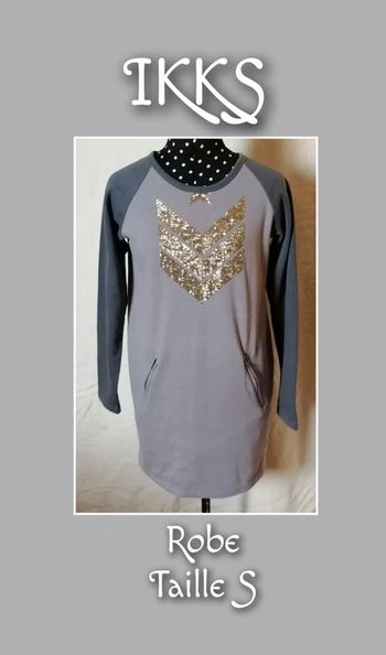 Robe ou Sweat long gris chevrons sequins dorés Tailles S IKKS