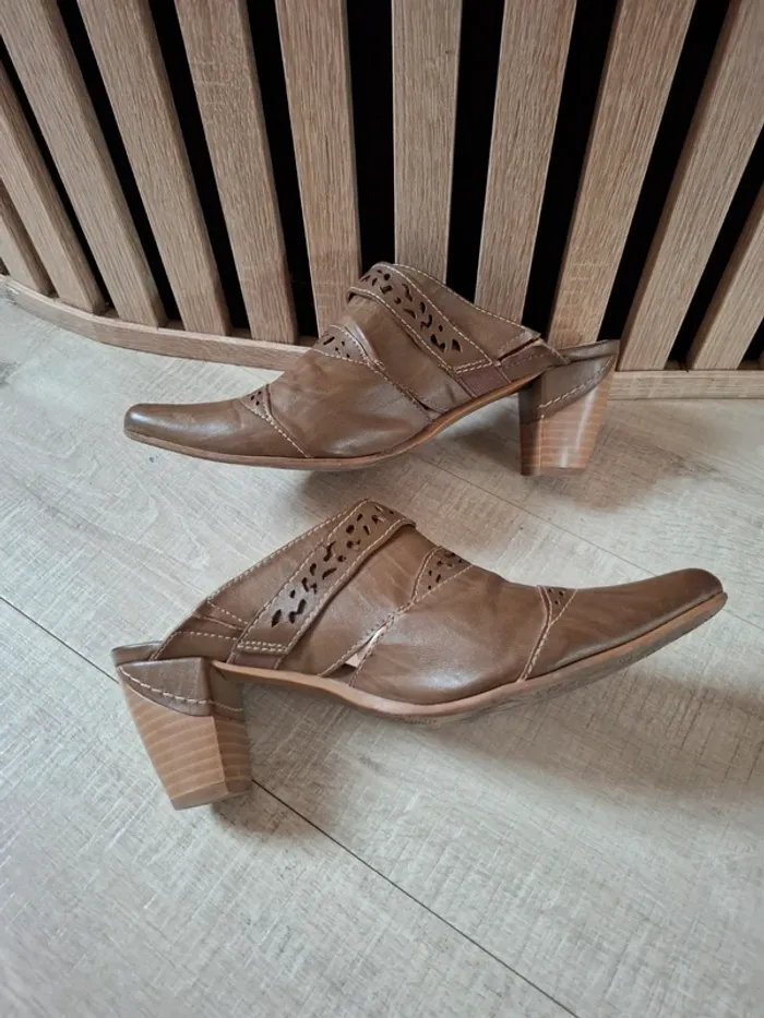 Sabots cuir Trendstyle marrons T 37 - photo numéro 5