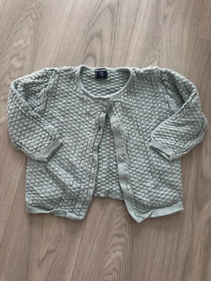 Gilet vert en fine maille 9 mois kiabi