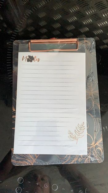 Porte-bloc note fleur noir doré