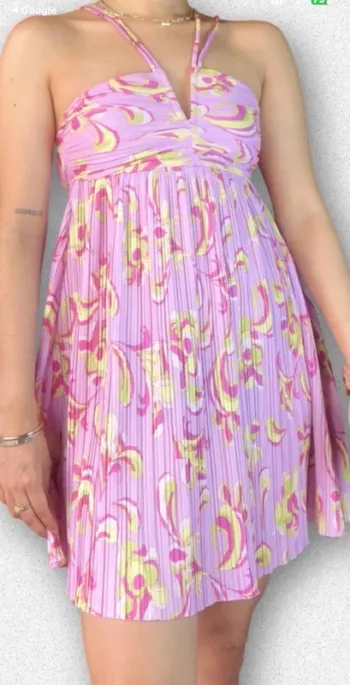 robe dos nu  d’été ZARA taille L rose imprimé jaune